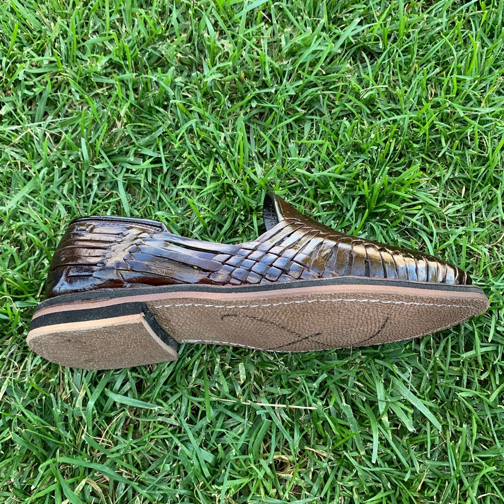 Men's Closed Toe Sandal MOCCASIN HUARACHES LEATHER HAND MADE BROWN - Picture 5 of 6